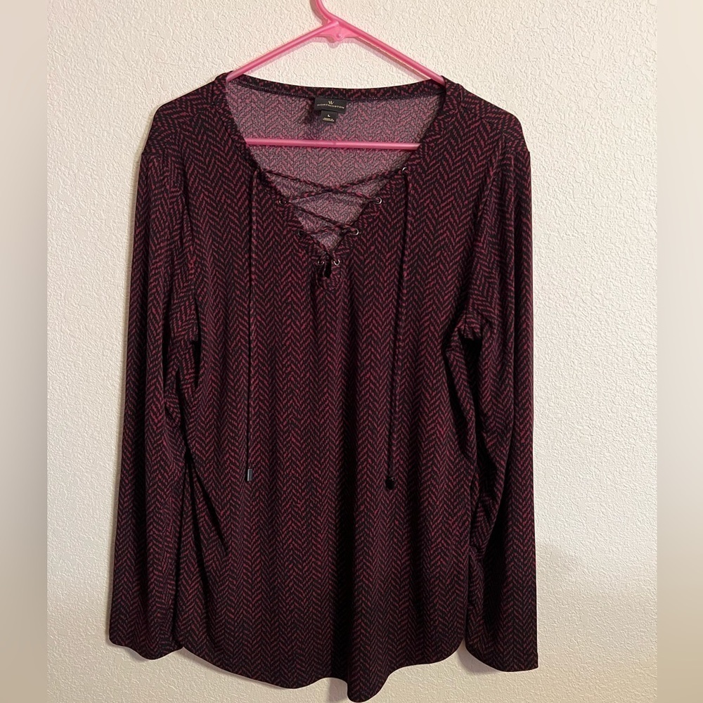 Worthington Black and Red Blouse Size Large